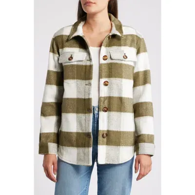 Caslonr Caslon(r) Plaid Brushed Flannel Shacket In Olive Burnt Thea Check