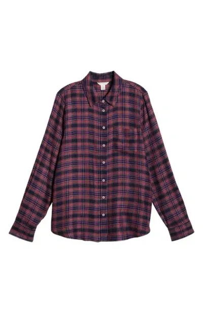 Caslonr Caslon(r) Plaid Flannel Button-up Shirt In Navy- Pink Maude Plaid