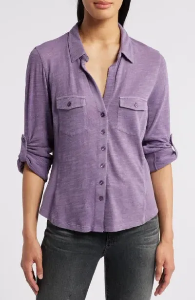 Caslonr Caslon(r) Roll Tab Knit Shirt In Purple Montana