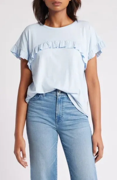 Caslonr Caslon(r) Ruffle Trim Top In Blue Skyway