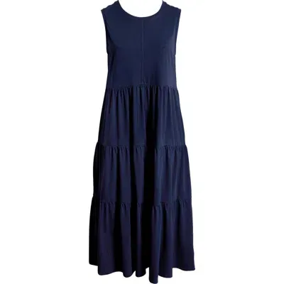 Caslonr Caslon(r) Sleeveless Tiered Organic Cotton Dress In Navy Blazer