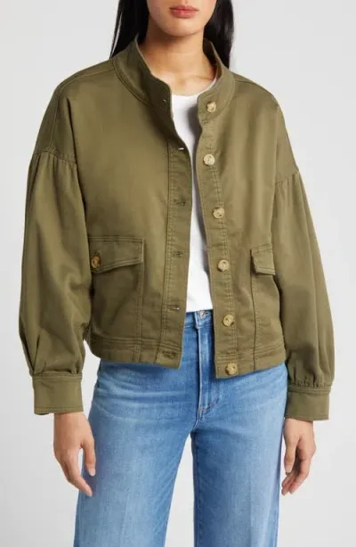 Caslonr Caslon(r) Stretch Cotton Jacket In Olive Burnt