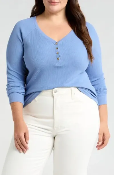 Caslonr Caslon(r) Waffle Henley Top In Blue Colony