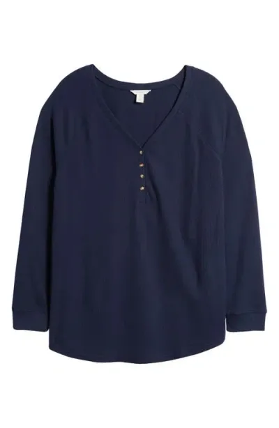 Caslonr Caslon(r) Waffle Henley Top In Navy Blazer