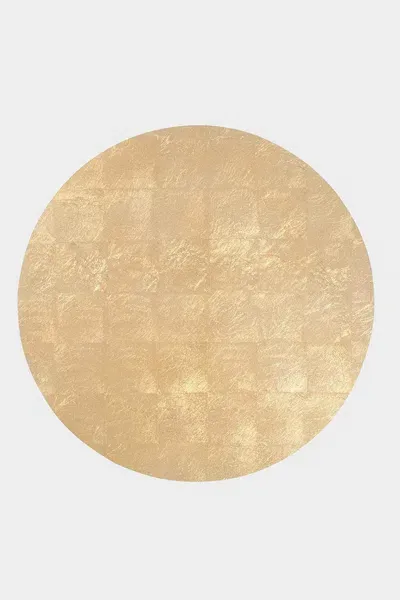 Caspari Gold Round Lacquer Placemat In Brown