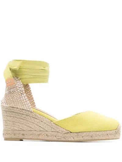 Castaã±er Women's Carina Raffia Wedge Espadrilles Sandal In Yellow