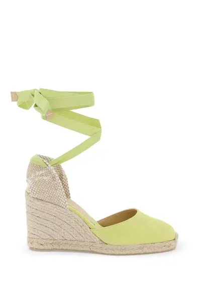 Castaã±er 80mm Carina Canvas Espadrille Wedges In Yellow