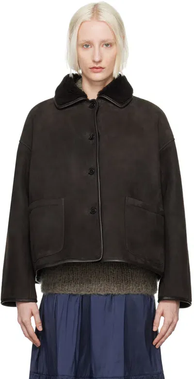 Cawley Brown Avis Reversible Shearling Jacket In Chocolate