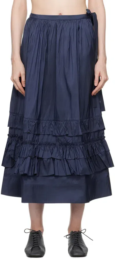 Cawley Navy Betsy Midi Skirt In Wilhelm