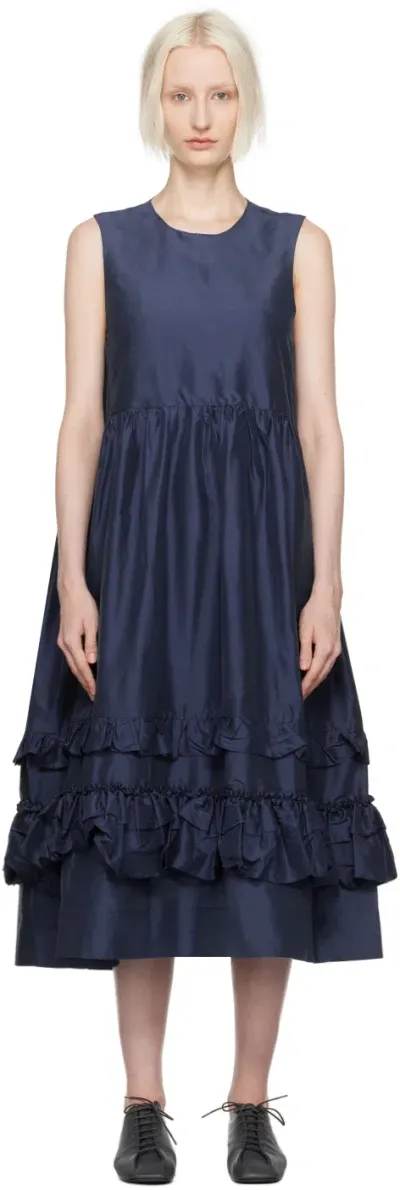 Cawley Navy Genevieve Midi Dress In Wilhelm