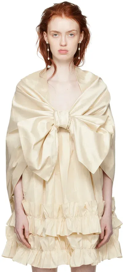 Cawley Ssense Exclusive Off-white Bow Shawl In Ivory