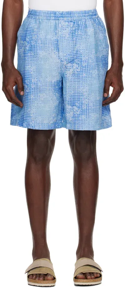 Cdlp Blue Check Shorts In Broken Blue Check