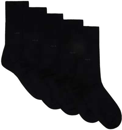 Cdlp Five-pack Black Mid-length Bamboo Socks