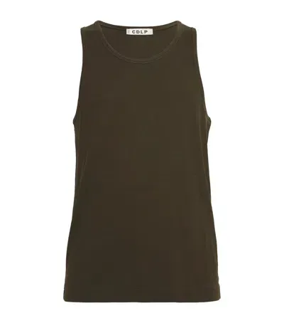 Cdlp Ribbed Tank Top In Green