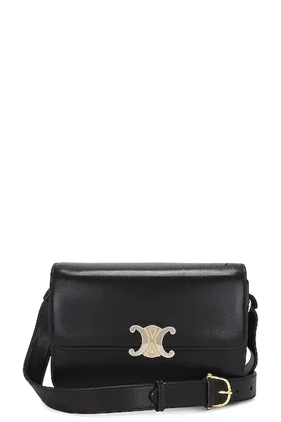 Celine Triomphe Calfskin Shoulder Bag In Black