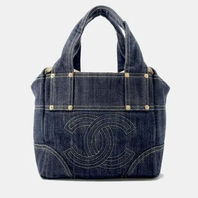 Pre-owned Chanel Blue Denim Sparkling Tote Bag