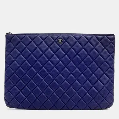 Pre-owned Chanel Large Clutch In Blue