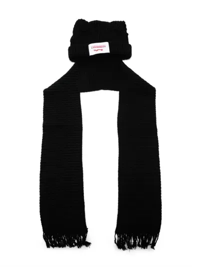 Charles Jeffrey Loverboy Chunky Ears Beanie Scarf In Black