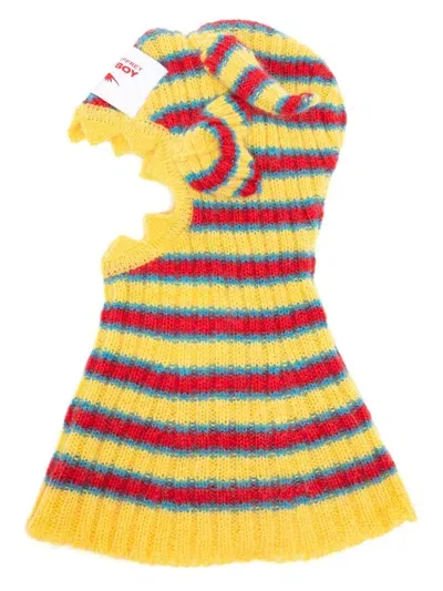 Charles Jeffrey Loverboy Multicolor Mohair Croco Balaclava In Yellow