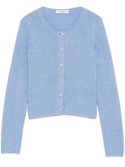 Charlott Ribbed-knit Cardigan In Blue