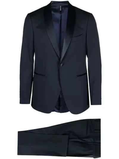 Château Lafleur-gazin Shawl-lapels Single-breasted Blazer In Blue