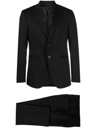 Château Lafleur-gazin Single-breasted Wool Suit In Black