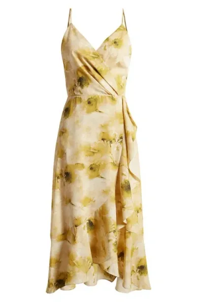 Chelsea28 Faux Wrap Midi Dress In Yellow Floral