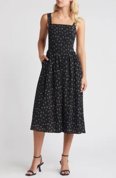 Chelsea28 Floral Sleeveless Fit & Flare Sundress In Black Floral