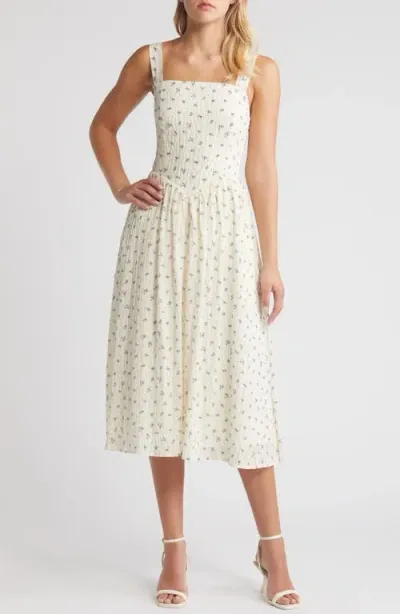 Chelsea28 Floral Sleeveless Fit & Flare Sundress In Ivory- Blue Dottie Floral