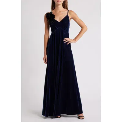 Chelsea28 Flower Camisole Velvet Gown In Navy Night