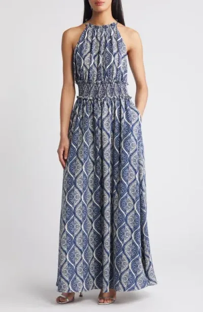 Chelsea28 Print Maxi Dress In Blue- Ivory