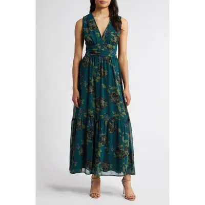 Chelsea28 Print Sleeveless Chiffon Maxi Dress In Green P- Black Jones Blooms