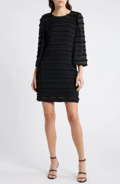 Chelsea28 Ruffle Long Sleeve Shift Dress In Black