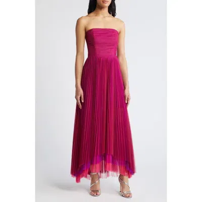 Chelsea28 Smocked Strapless Tulle Cocktail Dress In Pink Combo