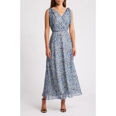 Chelsea28 Tie Shoulder Maxi Dress In Blue- Black