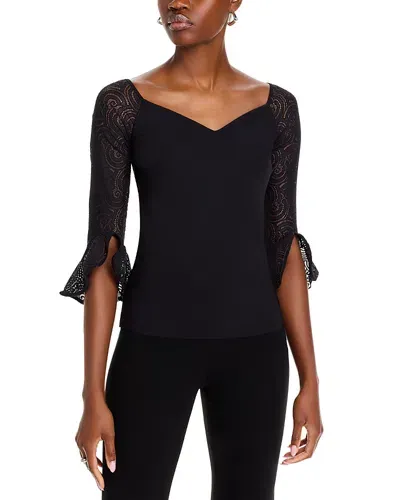 Chiara Boni La Petite Robe Saffy Lace Sleeve Top In Black