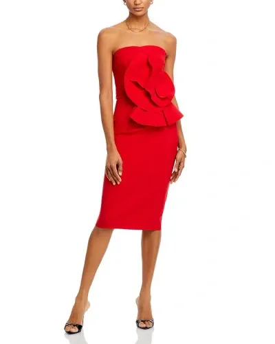 Chiara Boni La Petite Robe Strapless Embellished Cocktail Dress In Red