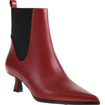 Chinese Laundry Novva Pointed Toe Kitten Heel Chelsea Boot In Red