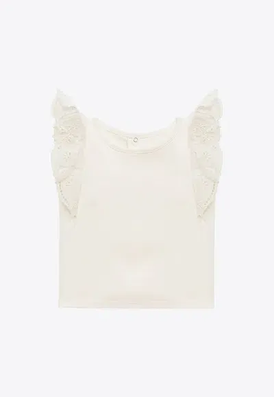 Chloé Baby Girls Broderie Anglaise Top In White