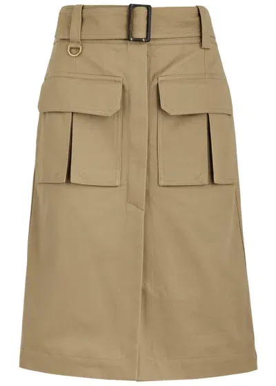 Chloé Chloe Belted Cotton Cargo Midi Skirt In Green