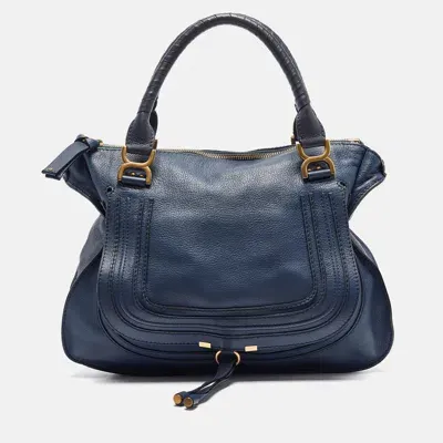 Pre-owned Chloé Blue Leather Large Marcie Satchel