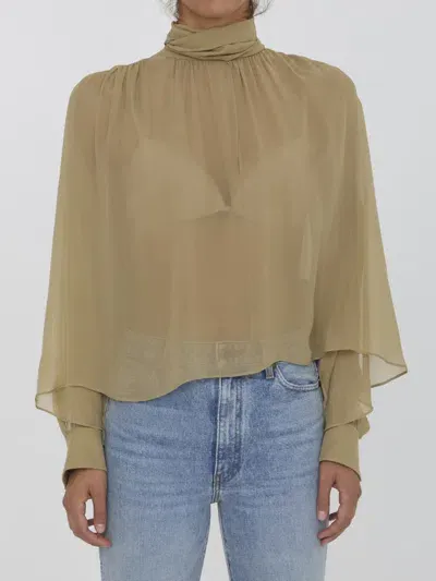 Chloé Boxy Blouse In Silk In Green