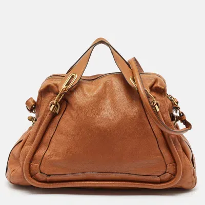 Pre-owned Chloé Brown Leather Large Paraty Shoulder Bag