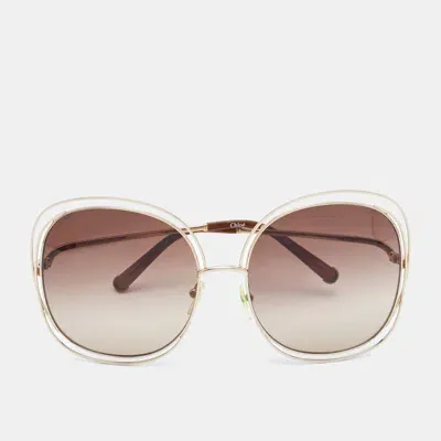 Pre-owned Chloé Brown/gold Gradient Ce126s Frame Oversized Sunglasses