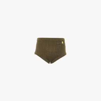 Chloé Cable-knit Mini Shorts In Cotton Green Size Xs 96% Cotton, 3% Polyamide, 1% Elastane