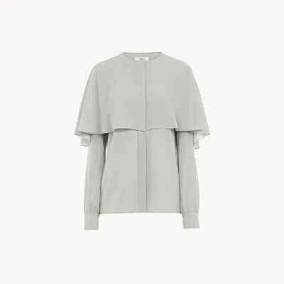 Chloé Cape Blouse In Silk Georgette Green Size 10 100% Silk, Pinctada Maxima, Farmed, Coo Australia