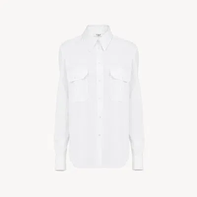 Chloé Classic Utilitarian Shirt In Cotton Poplin White Size 8 100% Cotton, Pinctada Maxima, Farmed, Coo Au