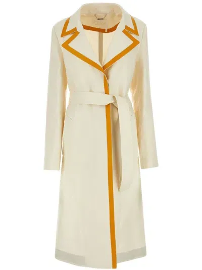 Chloé Contrast-trim Trench Coat In Neutrals