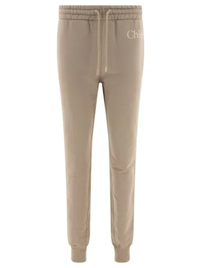 Chloé Cotton Fleece Joggers Trousers Grey