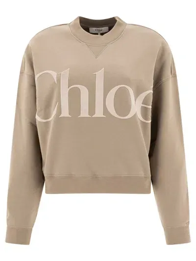 Chloé Cotton Fleece Sweatshirt In Grey